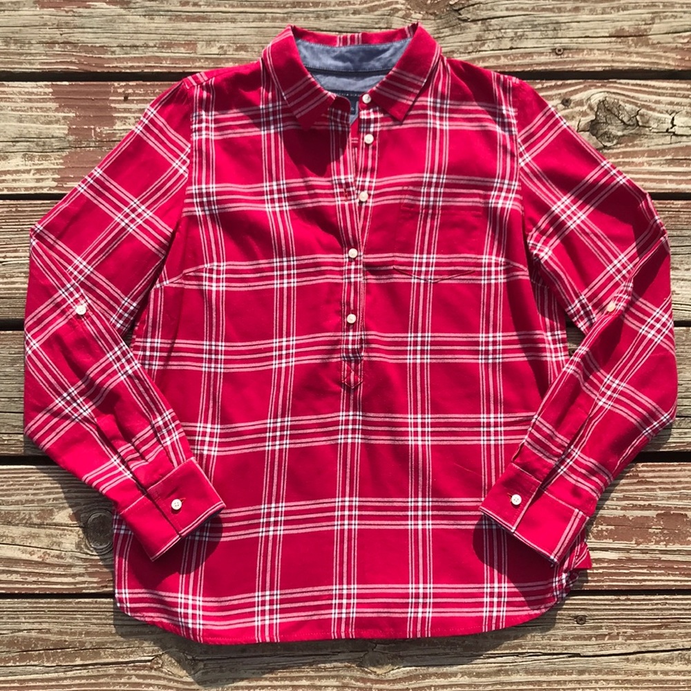 Tommy Hilfiger Hot Pink/Red Flannel Popover